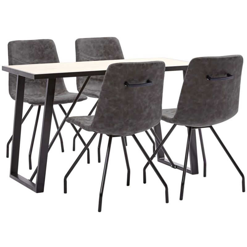 

vidaXL Juego de Comedor Cuero Sintético 5 Piezas Marrón Oscuro - Marrón
