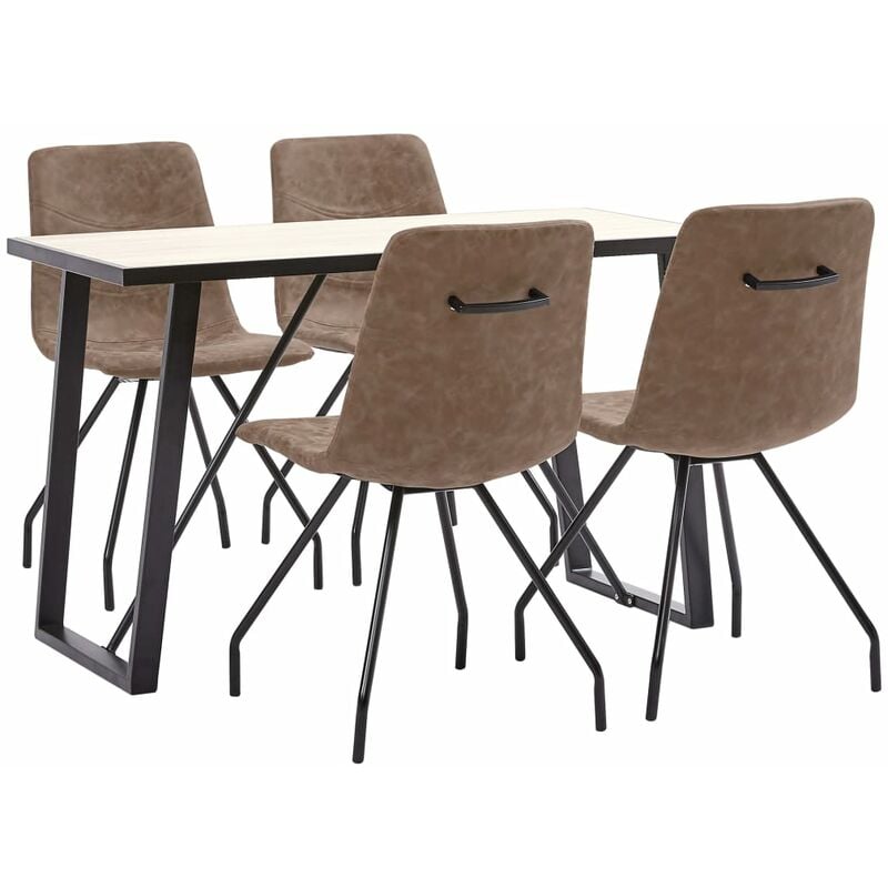 

Juego de Comedor Cuero Sintético 5 Piezas Marrón - Marrón - Vidaxl