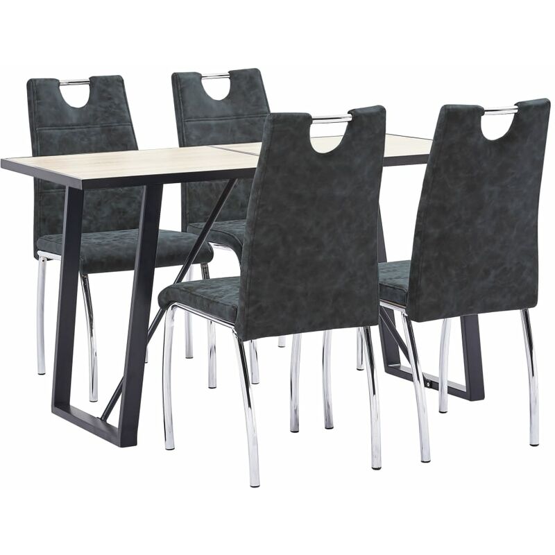 

vidaXL Juego de Comedor Cuero Sintético 5 Piezas Negro - Negro