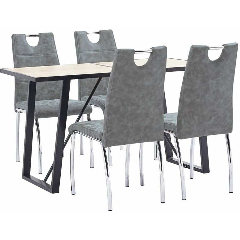 

vidaXL Juego de Comedor Cuero Sintético 5 Piezas Gris - Gris