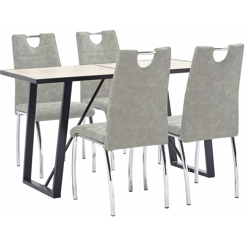 

vidaXL Juego de Comedor Cuero Sintético 5 Piezas Gris Claro - Gris