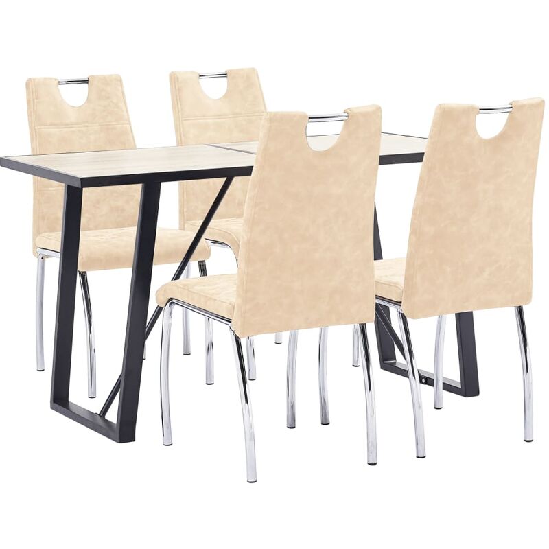 

vidaXL Juego de Comedor Cuero Sintético 5 Piezas Crema - Crema