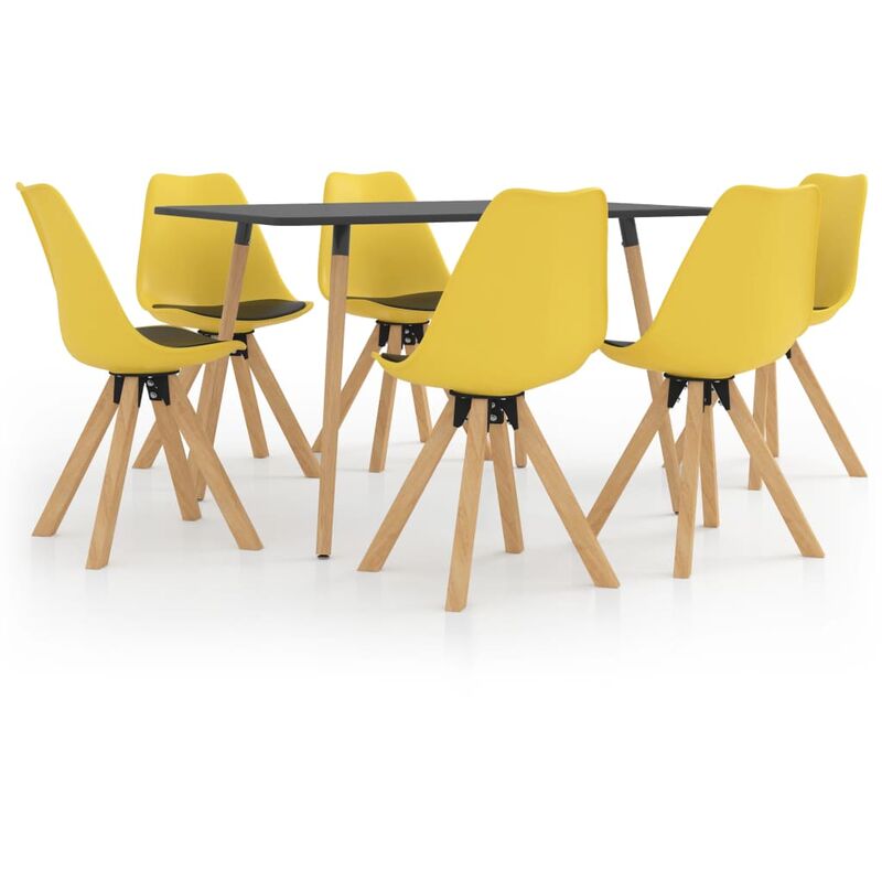 

vidaXL Juego de comedor 7 piezas amarillo y negro - Amarillo