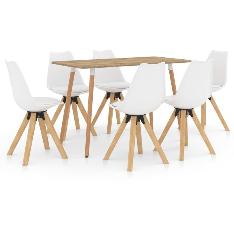 

Vidaxl - Juego de comedor 7 piezas blanco - Blanco
