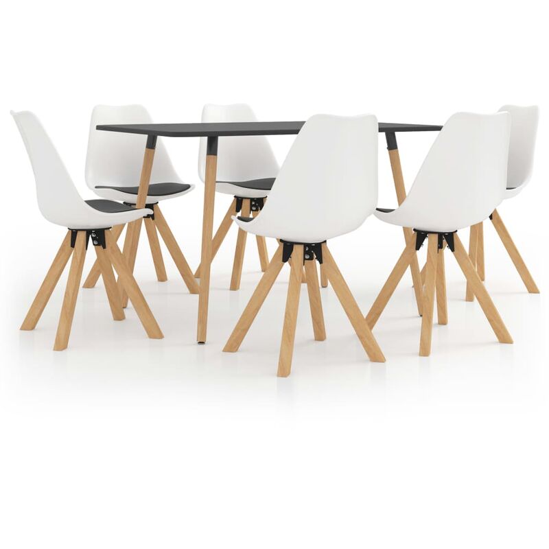 

vidaXL Juego de comedor 7 piezas blanco y negro - Blanco