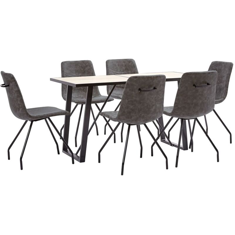 

Juego de Comedor Cuero Sintético 7 Piezas Marrón Oscuro - Marrón - Vidaxl