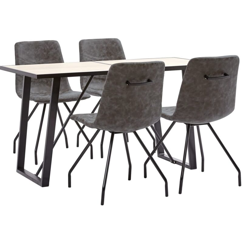 

Juego de Comedor Cuero Sintético 5 Piezas Marrón Oscuro - Marrón - Vidaxl