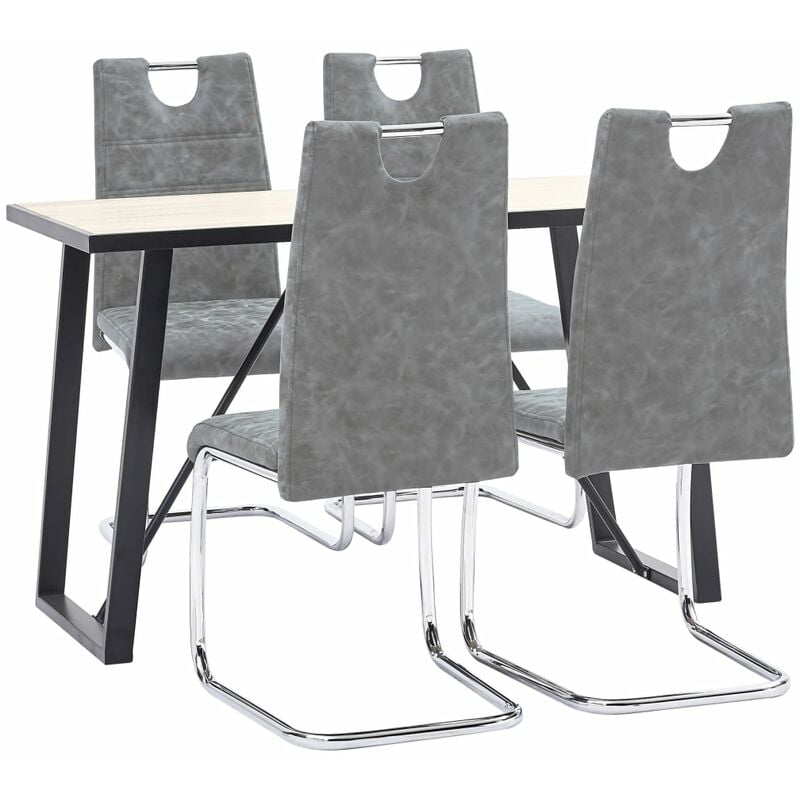 

vidaXL Juego de Comedor Cuero Sintético 5 Piezas Gris - Gris