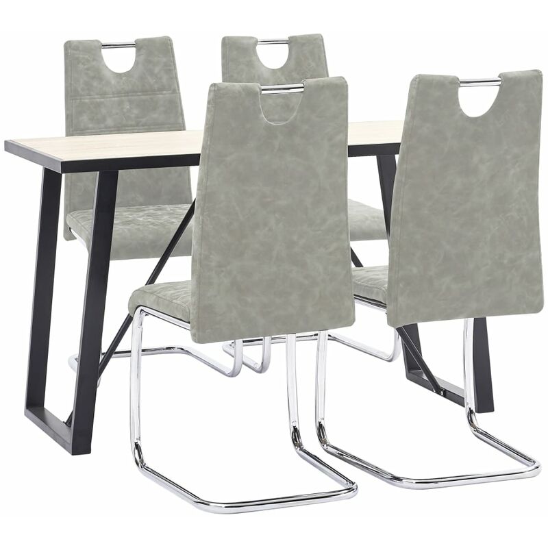 

vidaXL Juego de Comedor Cuero Sintético 5 Piezas Gris Claro - Gris