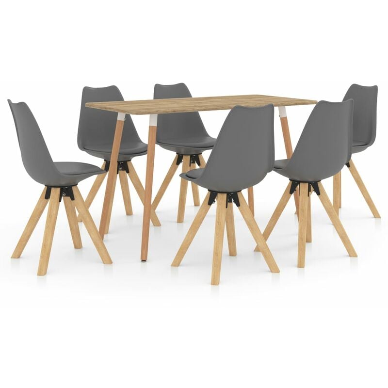 

Vidaxl - Juego de comedor 7 piezas gris - Gris