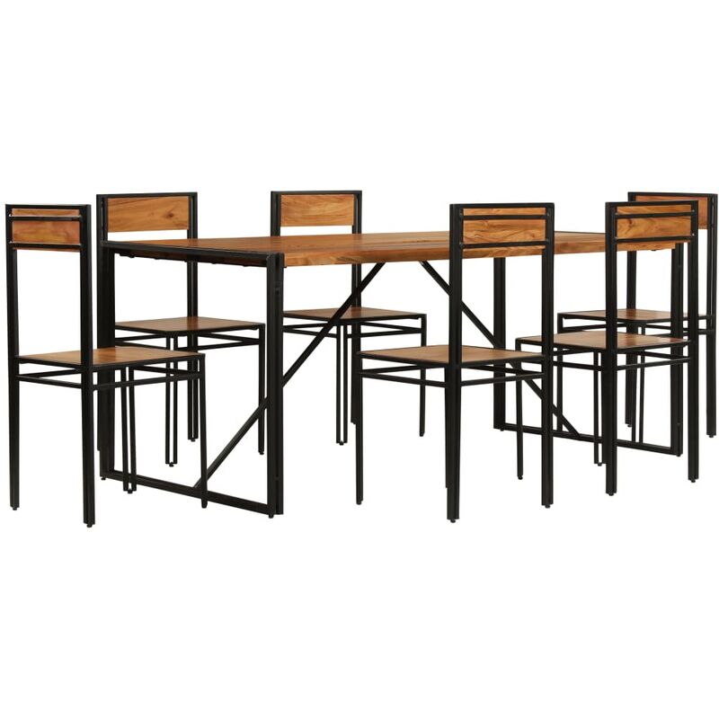 

Vidaxl - Juego de comedor 7 piezas madera acacia acabado sheesham - Marrón