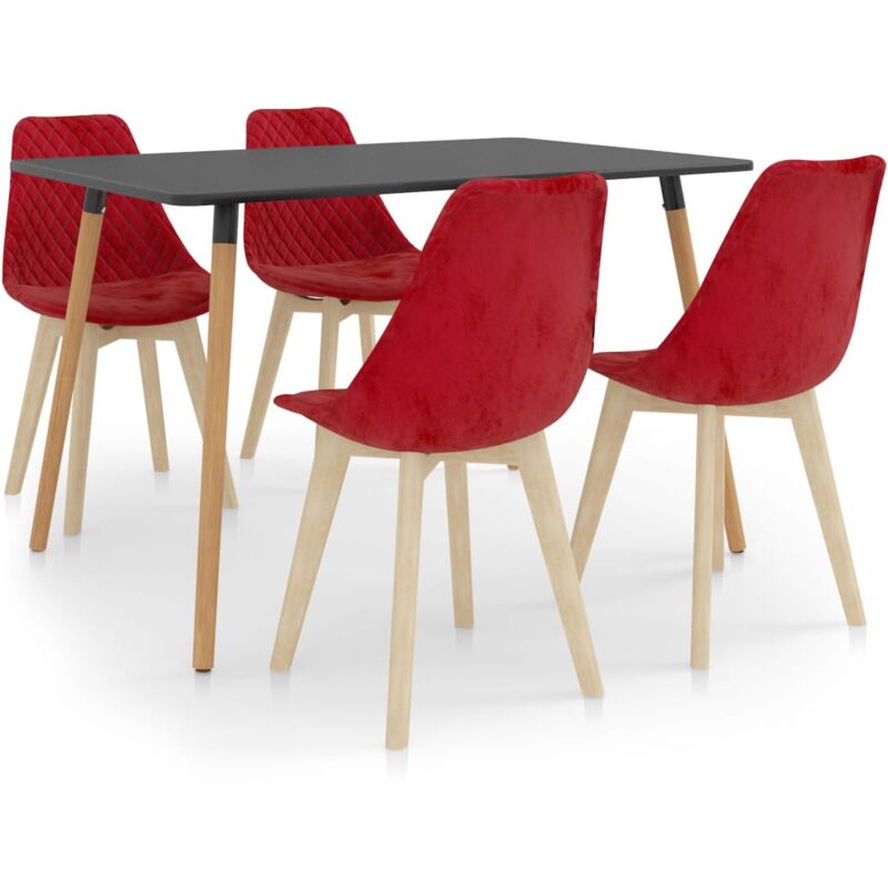 

vidaXL Juego de Comedor 5 Piezas Rojo - Rojo