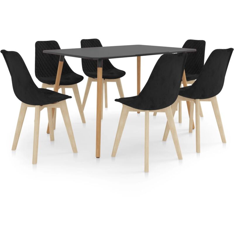 

vidaXL Juego de Comedor 7 Piezas Negro - Negro