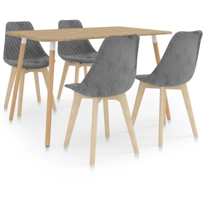 

vidaXL Juego de Comedor 5 Piezas Gris - Gris