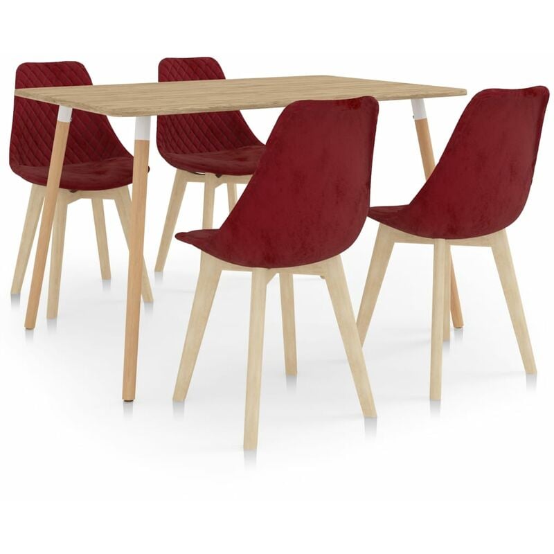 

vidaXL Juego de Comedor 5 Piezas Rojo Vino Tinto - Rojo