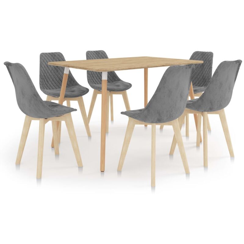 

vidaXL Juego de Comedor 7 Piezas Gris - Gris