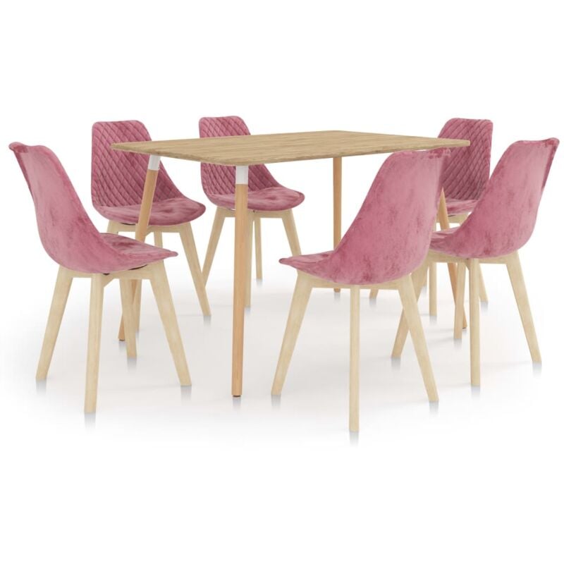 

vidaXL Juego de Comedor 7 Piezas Rosa - Rosa