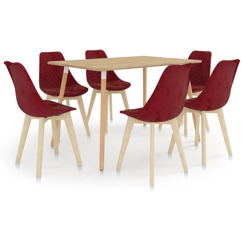 

vidaXL Juego de Comedor 7 Piezas Rojo Vino Tinto - Rojo