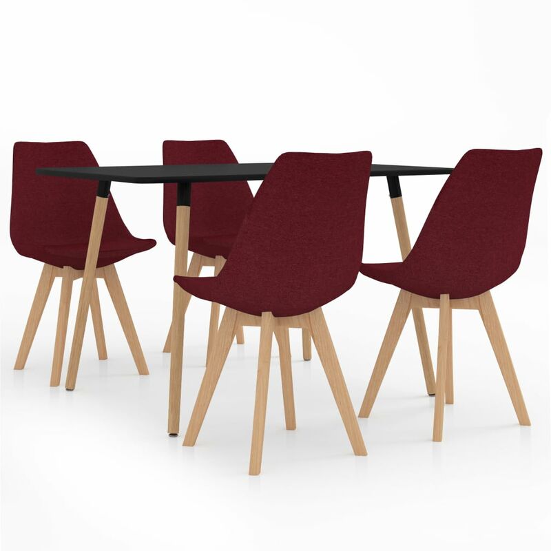 

vidaXL Juego de Comedor 5 Piezas Modeo 2 Rojo Vino Tinto - Rojo