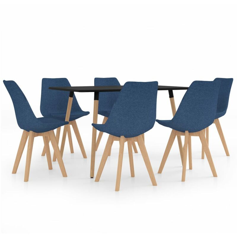 

vidaXL Juego de Comedor 7 Piezas Modeo 2 Azul - Azul