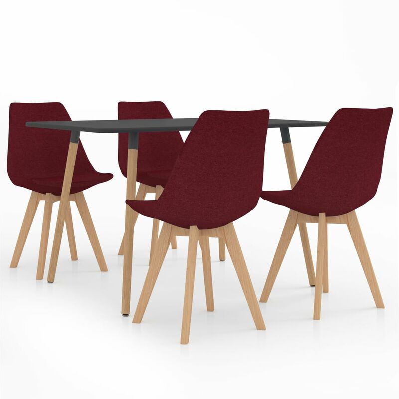 

vidaXL Juego de Comedor 5 Piezas Modeo 3 Rojo Vino Tinto - Rojo