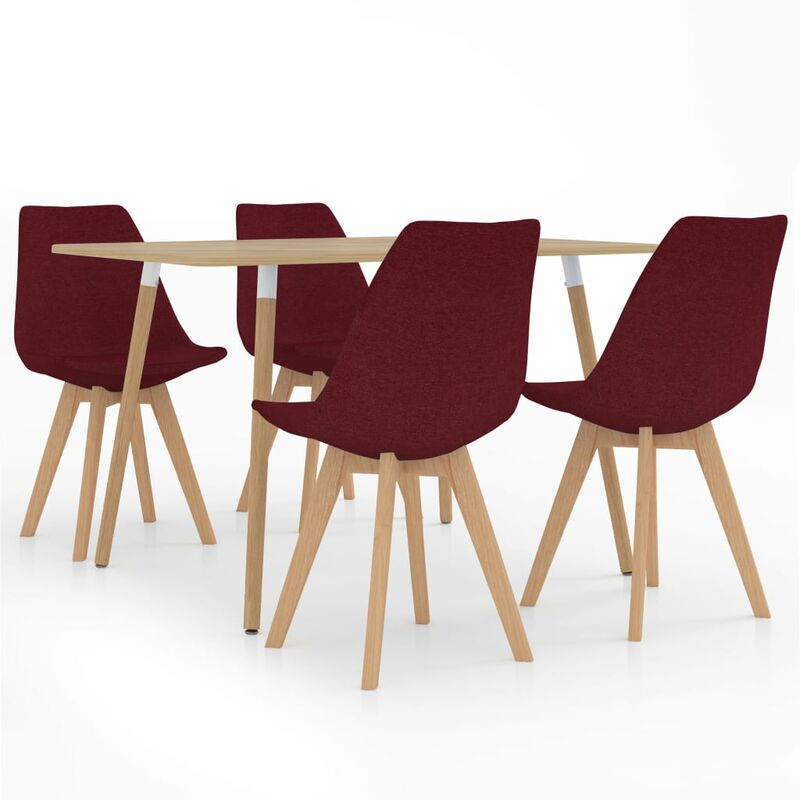 

vidaXL Juego de Comedor 5 Piezas Modeo 4 Rojo Vino Tinto - Rojo