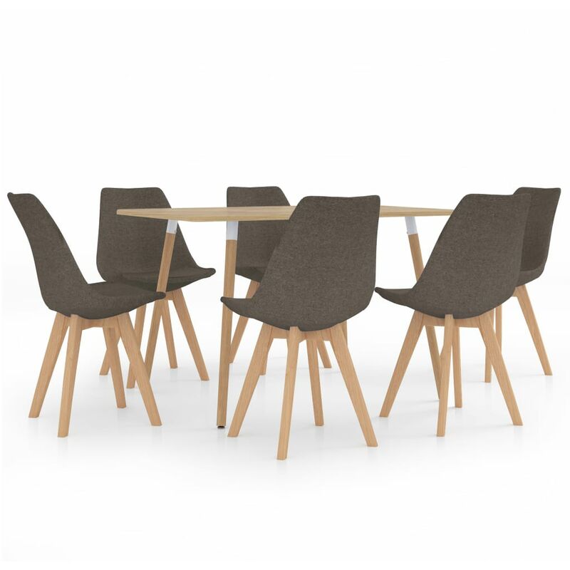 

vidaXL Juego de Comedor 7 Piezas Modeo 4 Gris Taupe - Gris Topo
