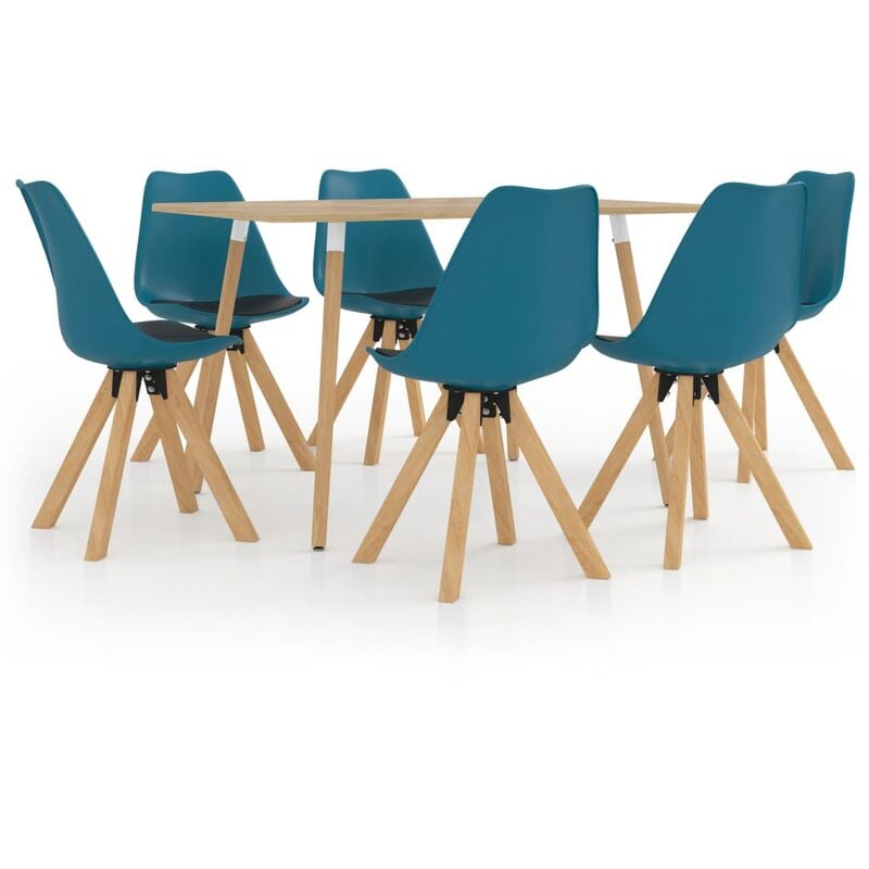 

vidaXL Juego de comedor 7 piezas turquesa y negro - Turquesa