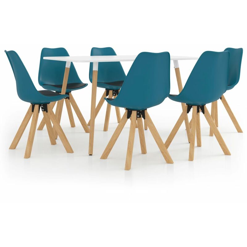

vidaXL Juego de comedor 7 piezas turquesa y negro - Turquesa