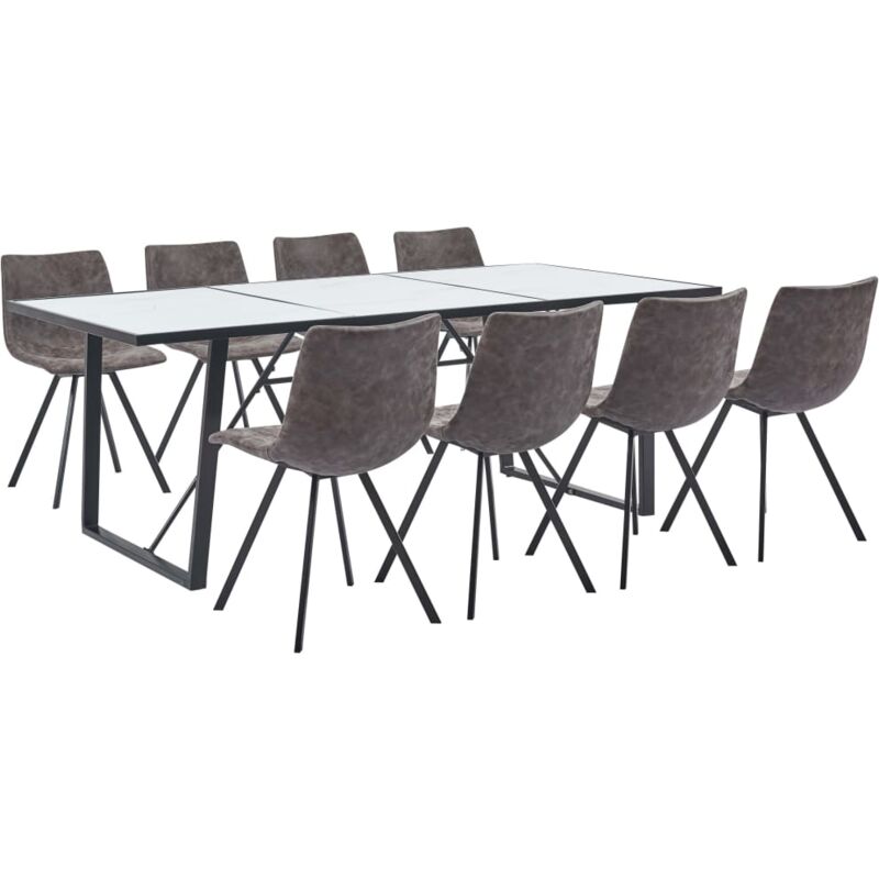 

vidaXL Juego de Comedor Cuero Sintético 9 Piezas Marrón - Marrón