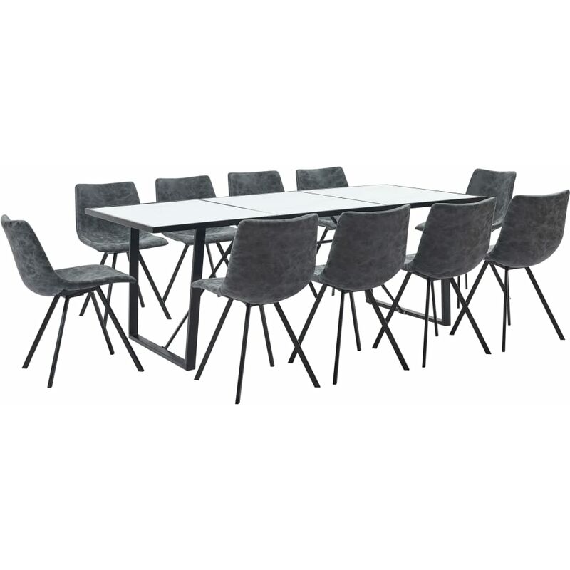 

vidaXL Juego de Comedor Cuero Sintético 11 Piezas Negro - Negro