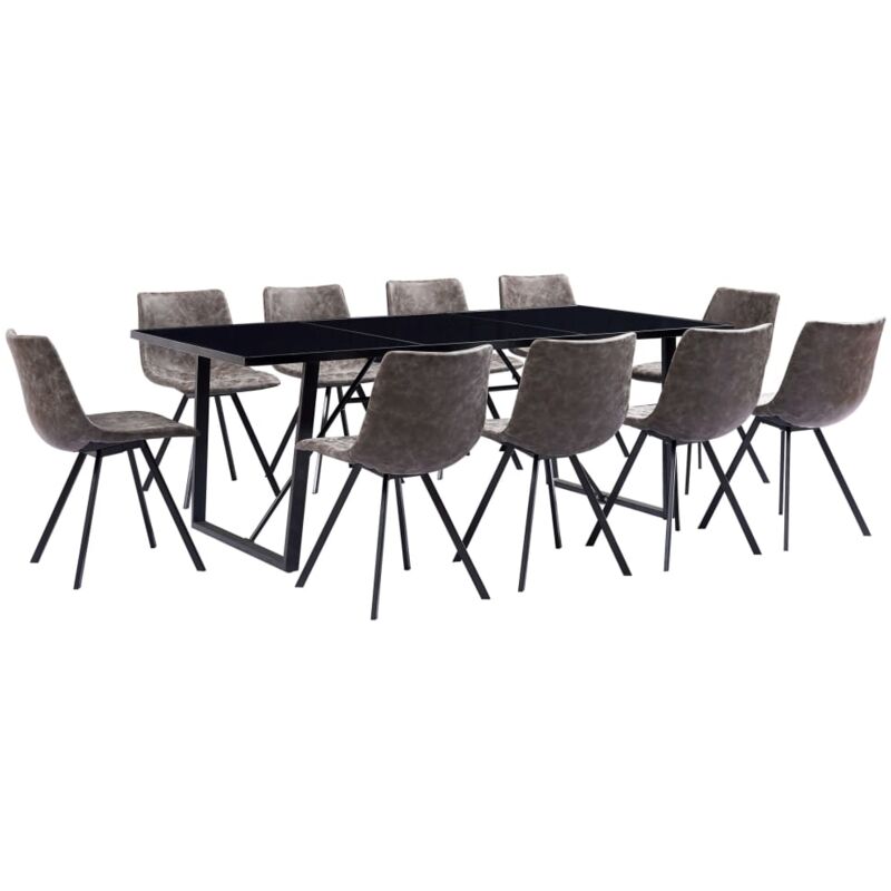 

Juego de Comedor Cuero Sintético 11 Piezas Marrón - Marrón - Vidaxl