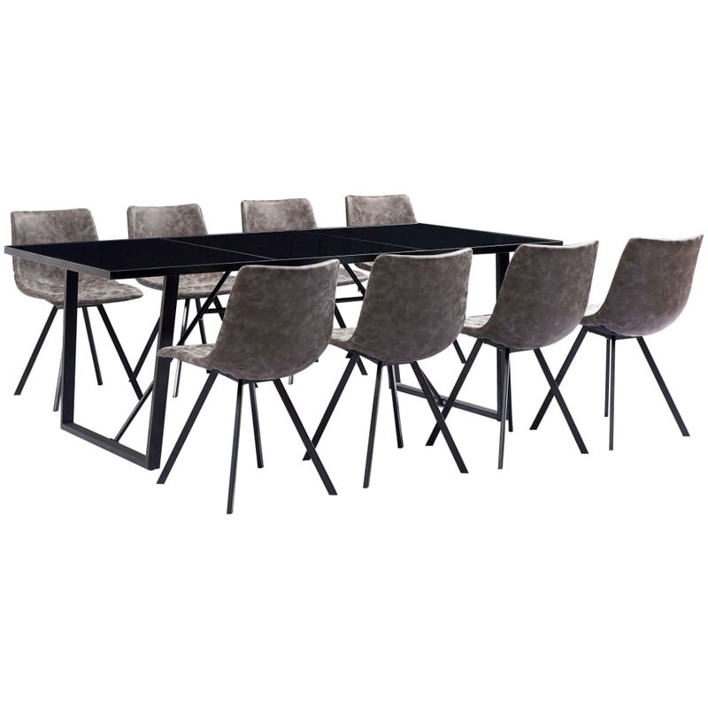 

Juego de Comedor Cuero Sintético 9 Piezas Marrón - Marrón - Vidaxl