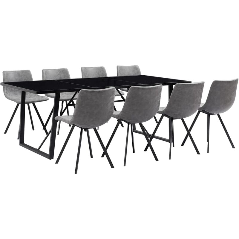 

vidaXL Juego de Comedor Cuero Sintético 9 Piezas Gris - Gris