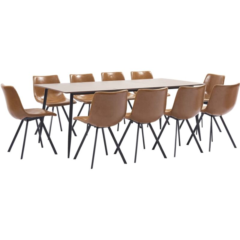 

vidaXL Juego de Comedor Cuero Sintético 11 Piezas Color Coñac - Marrón