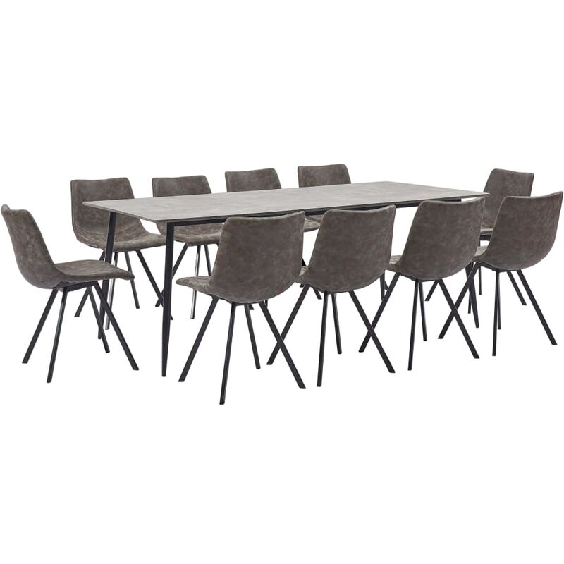 

Juego de Comedor Cuero Sintético 11 Piezas Marrón - Marrón - Vidaxl