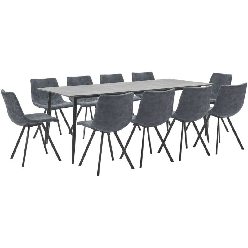 

vidaXL Juego de Comedor Cuero Sintético 11 Piezas Negro - Negro