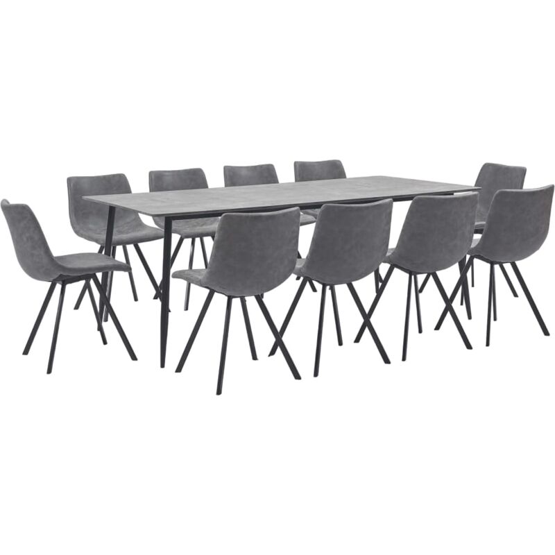 

vidaXL Juego de Comedor Cuero Sintético 11 Piezas Gris - Gris