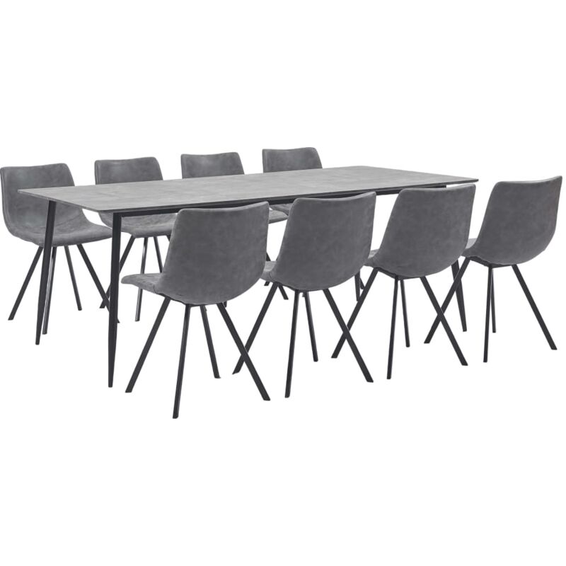 

vidaXL Juego de Comedor Cuero Sintético 9 Piezas Gris - Gris