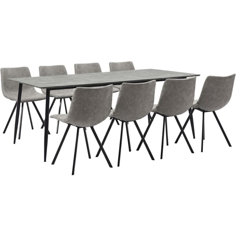 

vidaXL Juego de Comedor Cuero Sintético 9 Piezas Gris Claro - Gris