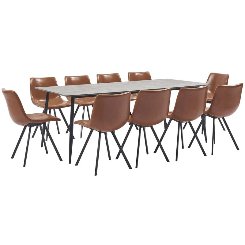 

vidaXL Juego de Comedor Cuero Sintético 11 Piezas Color Coñac - Marrón