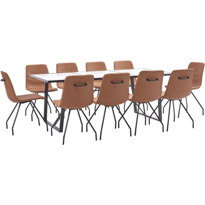 

Juego de Comedor Cuero Sintético 11 Piezas Marrón - Marrón - Vidaxl