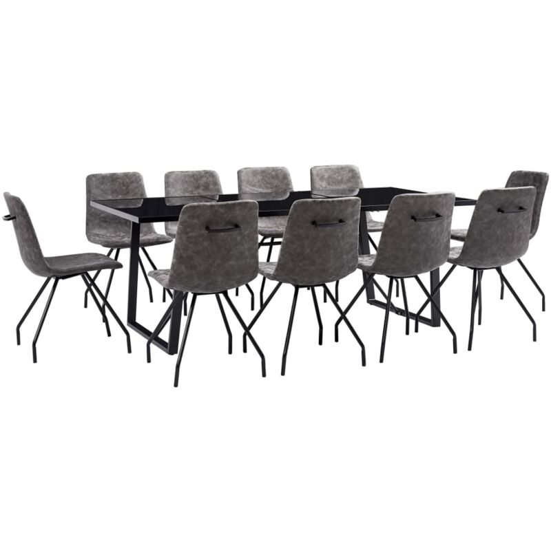 

Juego de Comedor Cuero Sintético 11 Piezas Marrón Oscuro - Marrón - Vidaxl
