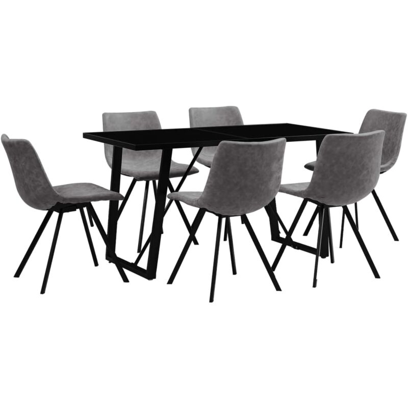 

vidaXL Juego de Comedor Cuero Sintético 7 Piezas Gris - Gris