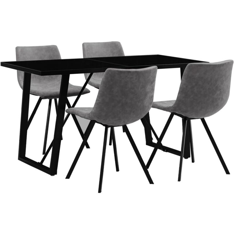 

vidaXL Juego de Comedor Cuero Sintético 5 Piezas Gris - Gris