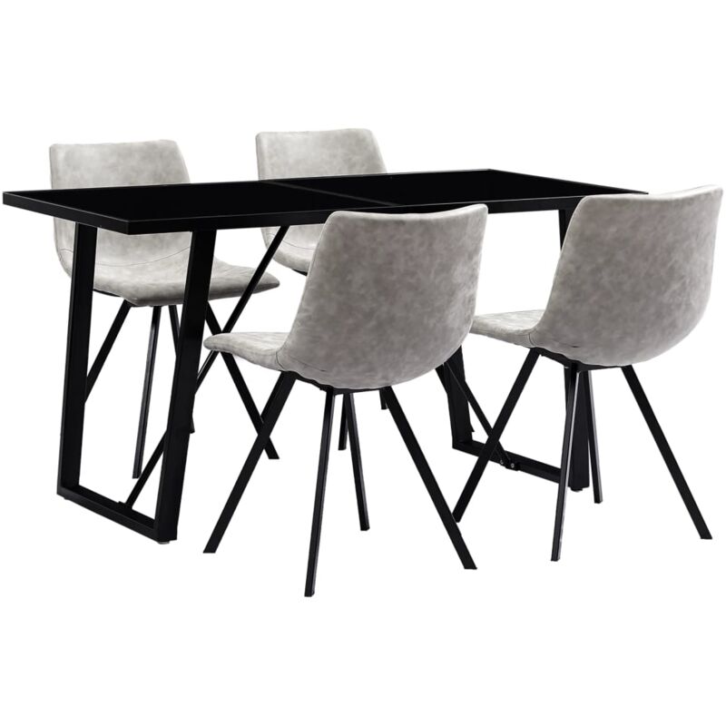 

vidaXL Juego de Comedor Cuero Sintético 5 Piezas Gris Claro - Gris