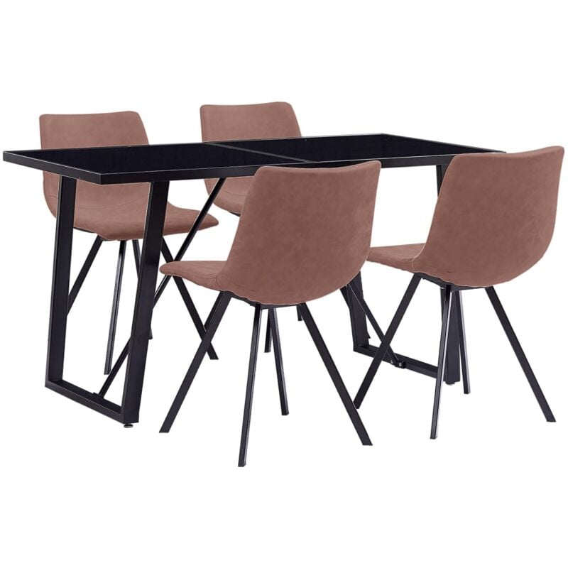 

vidaXL Juego de Comedor Cuero Sintético 5 Piezas Marrón Intermedio - Marrón