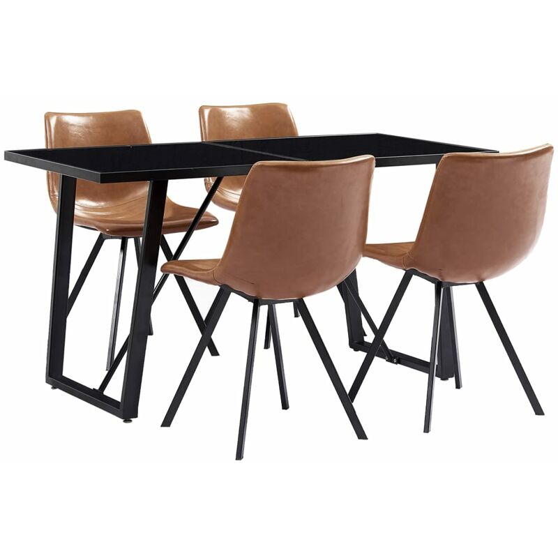 

vidaXL Juego de Comedor Cuero Sintético 5 Piezas Color Coñac - Marrón