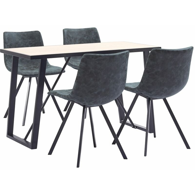 

vidaXL Juego de Comedor Cuero Sintético 5 Piezas Negro - Negro