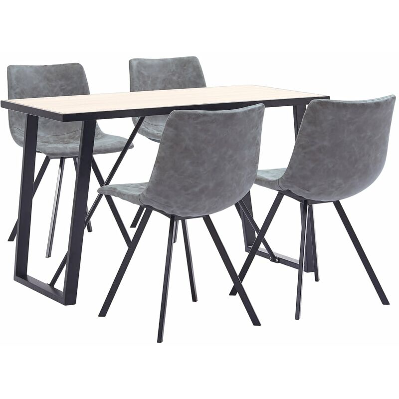 

vidaXL Juego de Comedor Cuero Sintético 5 Piezas Gris - Gris